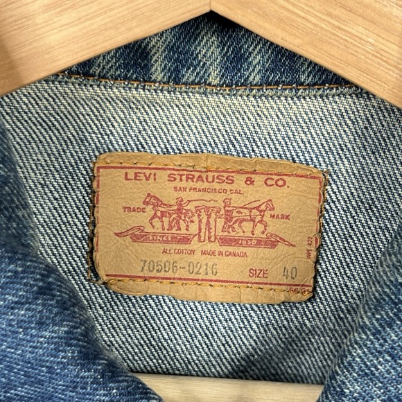 VINTAGE Levis Jacket Mens 40 Denim Trucker Type 3 70506-0216 Made in Canada 80s - Picture 4 of 9